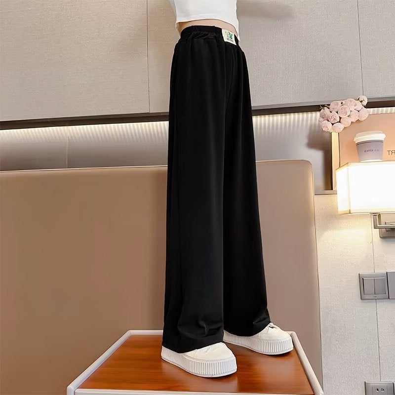 Girls' Summer Ice Silk Wide-Leg Pants Style For Older Children, Straight-Leg Mosquito-Proof Children'S Pants, Summer Long Pants - Image 2